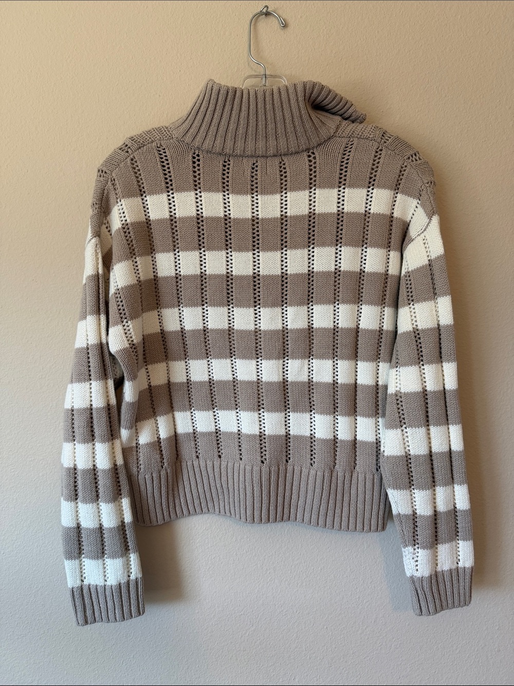 a new day Taupe and Cream Half-Zip Cowl Sweater - Picture 5 of 5